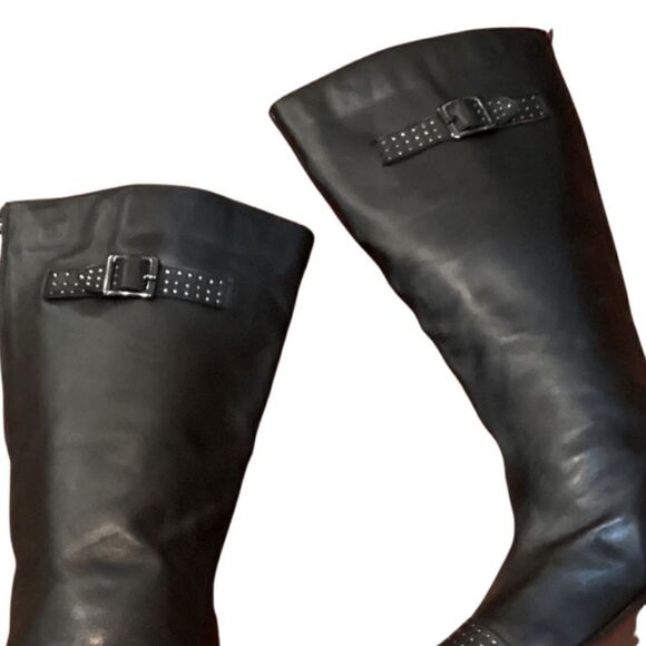 Twiggy London studded knee high boots 8 back zipper - Picture 4 of 13